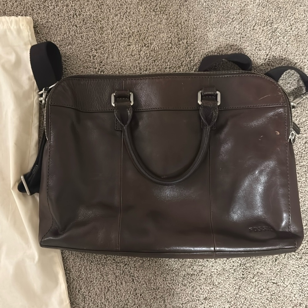 Fossil Brown Leather Messenger Bag